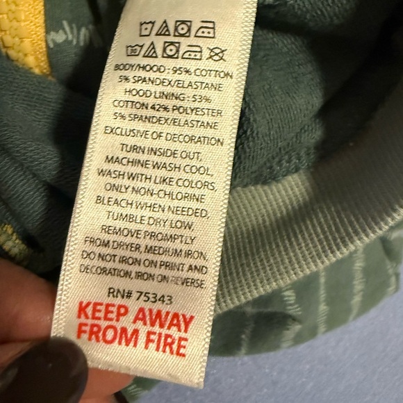 Tommy Bahama Green and Yellow Dinosaur Hoodie - Picture 5 of 6